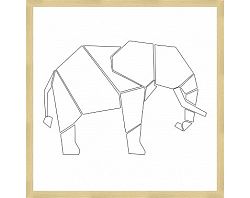 Rámovaný obraz Geometrický slon, 40x40 cm