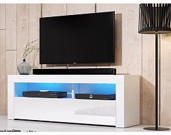 TV stolek s osvětlením Mex 140 cm, bílý lesk